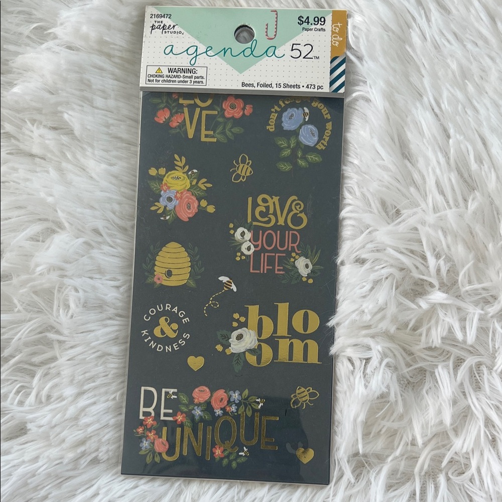 Agenda 52 Bee & Floral Sticker Set - Foiled bees 15 sheets 473pcs